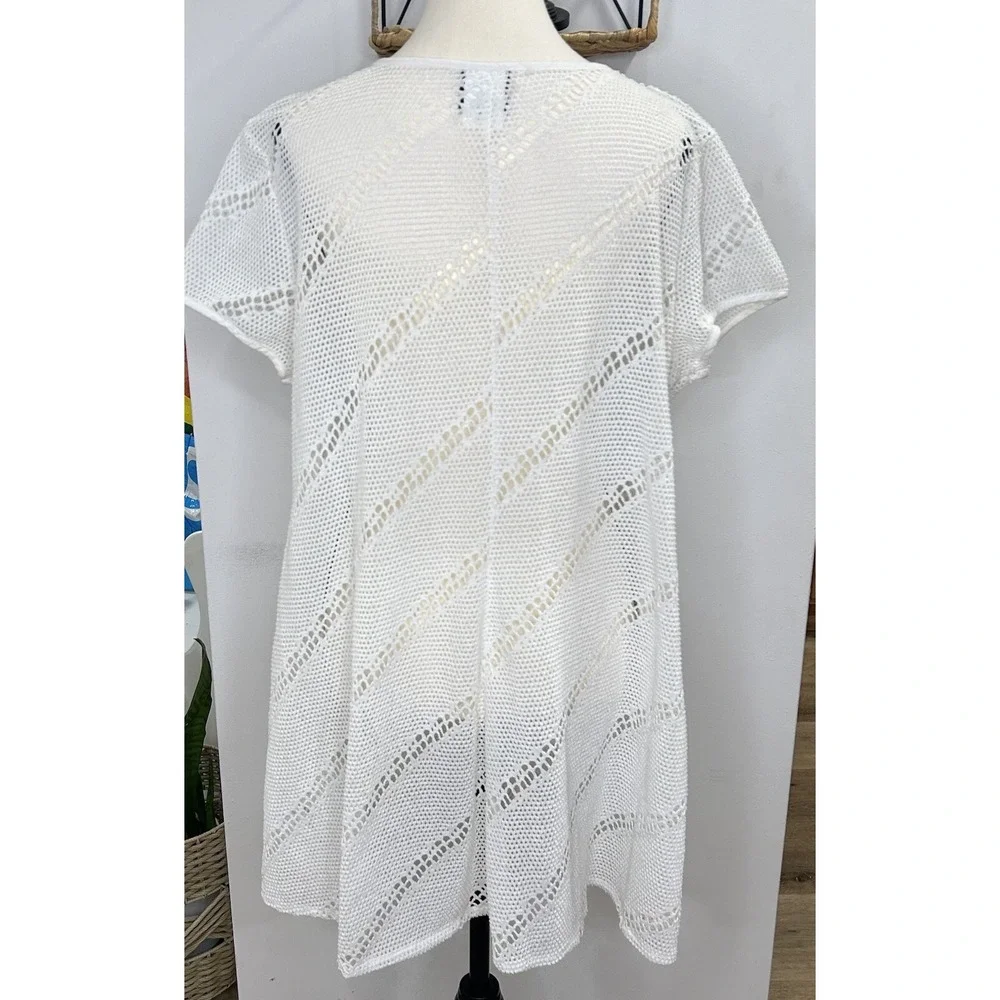 Dotti Swimsuit Bikini Cover Up‎ Dress Tunic Size Large Lace Hood White